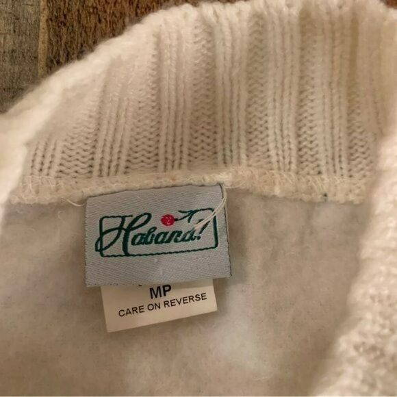 Habana cream zip up grandma core cardigan sweater with sequins medium petite - Picture 6 of 8